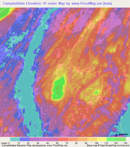 Campbelldale,Canada Elevation Map