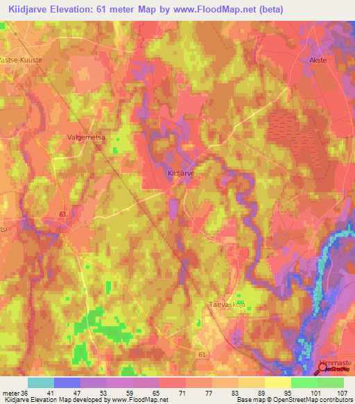 Kiidjarve,Estonia Elevation Map