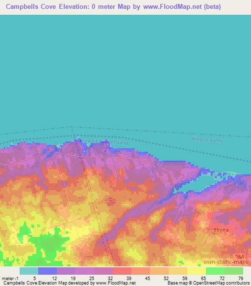 Campbells Cove,Canada Elevation Map