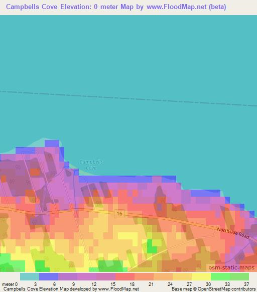 Campbells Cove,Canada Elevation Map
