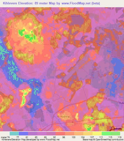 Kihlevere,Estonia Elevation Map