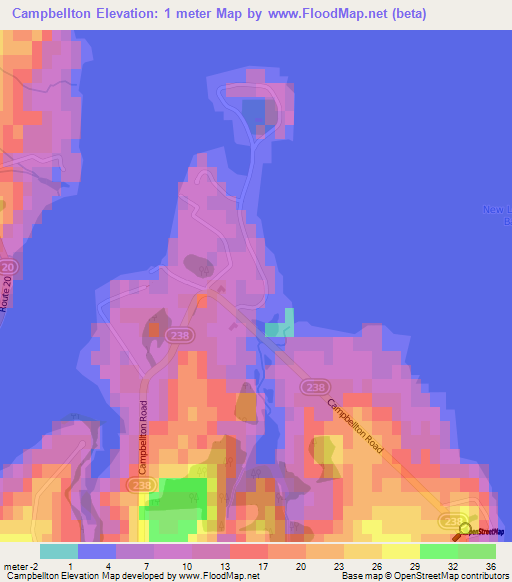 Campbellton,Canada Elevation Map