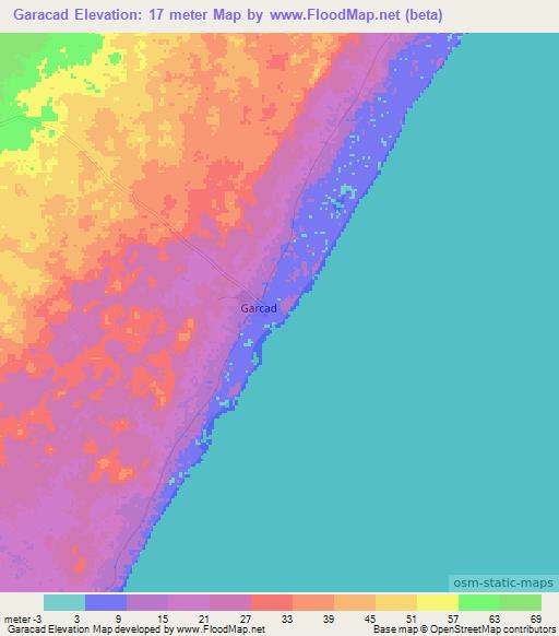 Garacad,Somalia Elevation Map