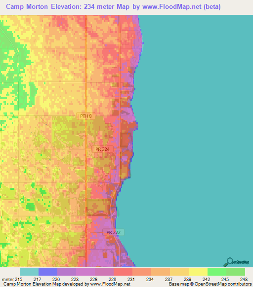 Elevation of Camp Morton,Canada Elevation Map, Topography, Contour