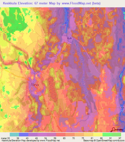 Keskkula,Estonia Elevation Map