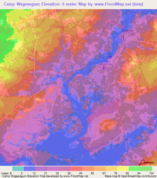 Camp Wegesegum,Canada Elevation Map