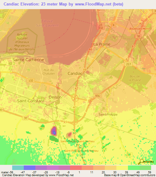 Candiac,Canada Elevation Map