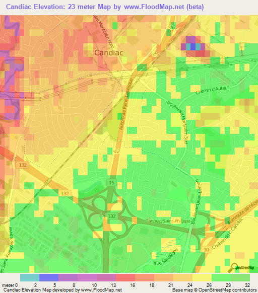 Candiac,Canada Elevation Map