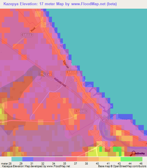 Kazepya,Estonia Elevation Map