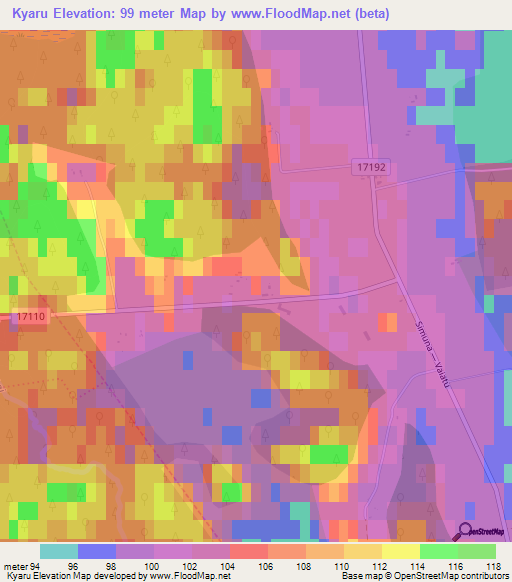 Kyaru,Estonia Elevation Map