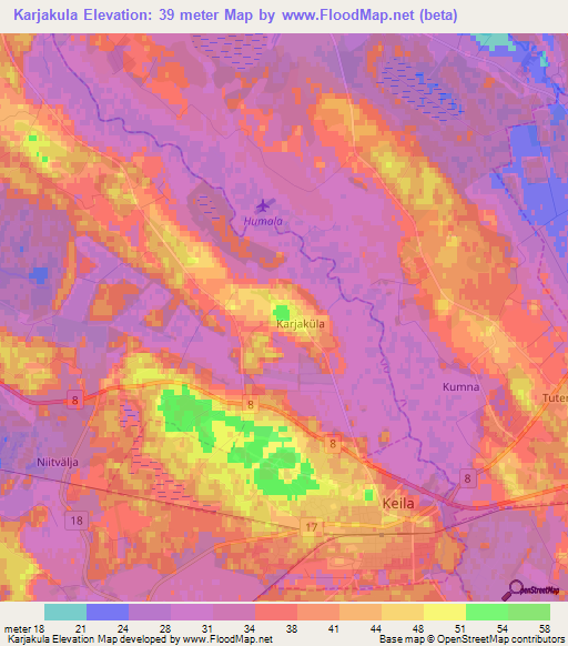 Karjakula,Estonia Elevation Map