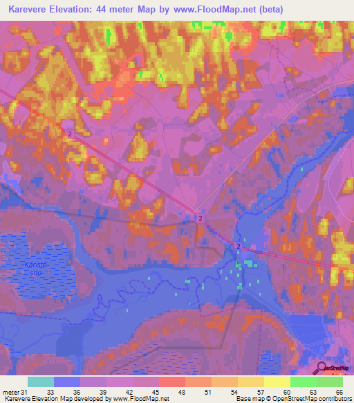 Karevere,Estonia Elevation Map