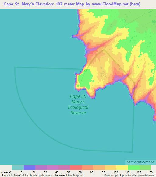 Cape St. Mary's,Canada Elevation Map