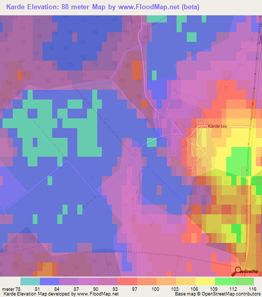 Karde,Estonia Elevation Map