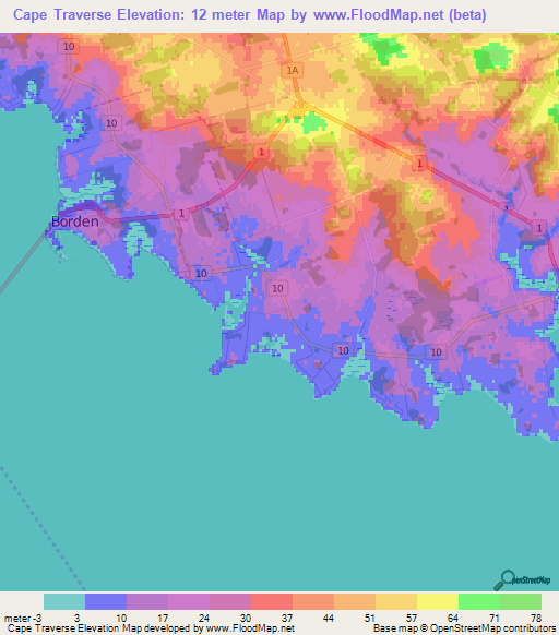 Cape Traverse,Canada Elevation Map