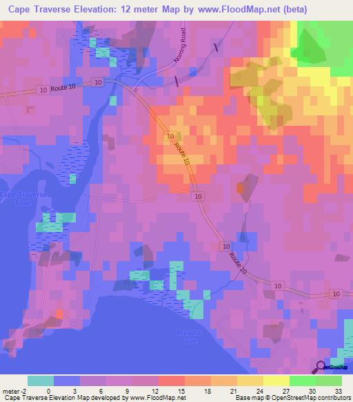 Cape Traverse,Canada Elevation Map