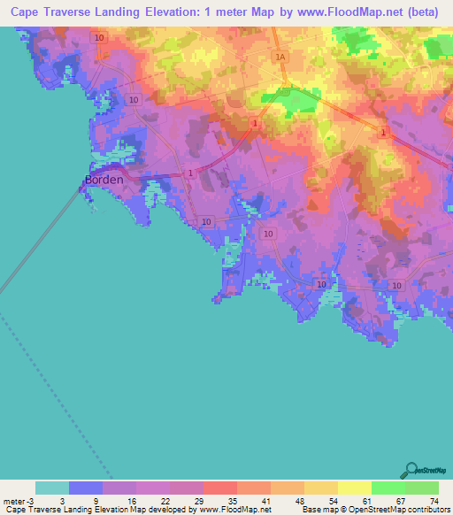 Cape Traverse Landing,Canada Elevation Map