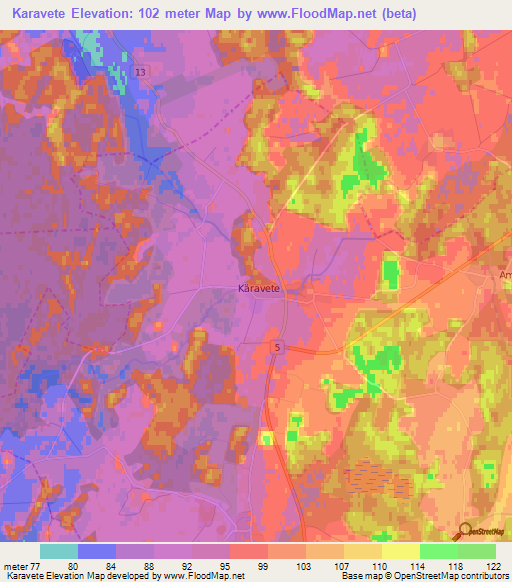 Karavete,Estonia Elevation Map