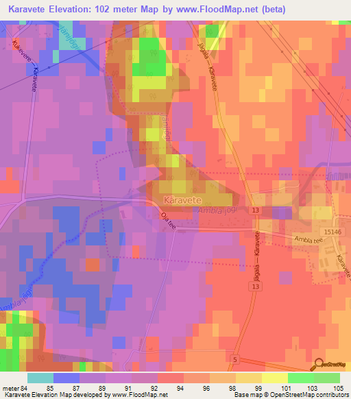 Karavete,Estonia Elevation Map
