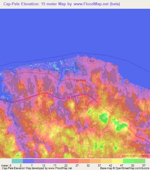 Cap-Pele,Canada Elevation Map