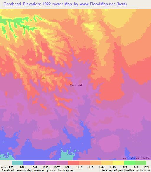 Garabcad,Somalia Elevation Map