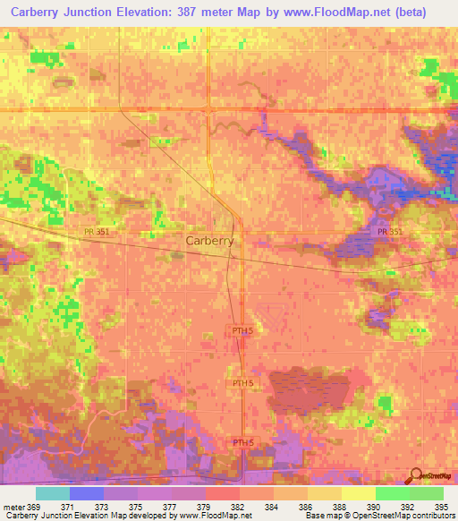 Carberry Junction,Canada Elevation Map