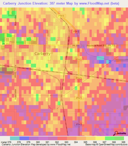 Carberry Junction,Canada Elevation Map