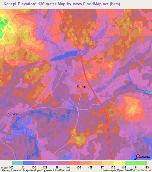 Kanepi,Estonia Elevation Map