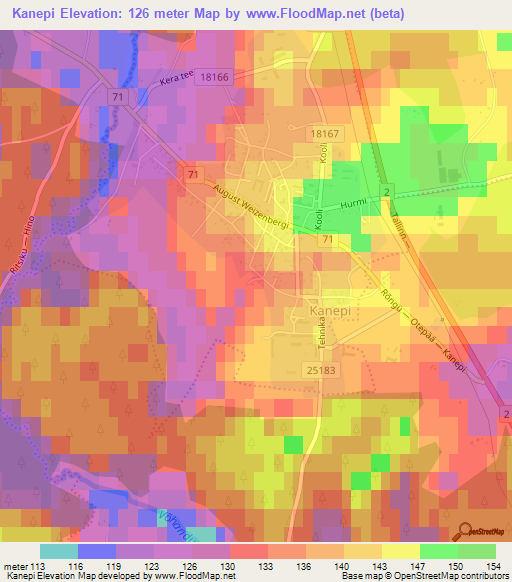 Kanepi,Estonia Elevation Map