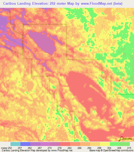 Caribou Landing,Canada Elevation Map
