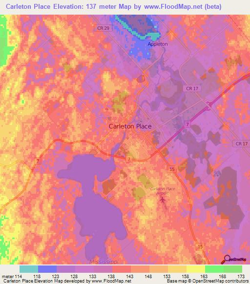 Carleton Place,Canada Elevation Map
