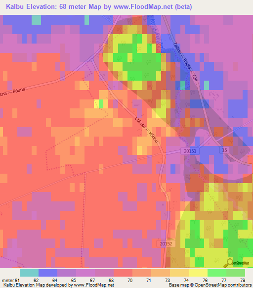 Kalbu,Estonia Elevation Map