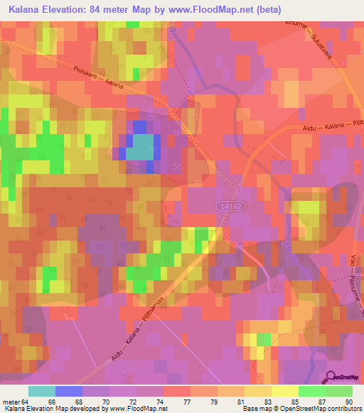 Kalana,Estonia Elevation Map