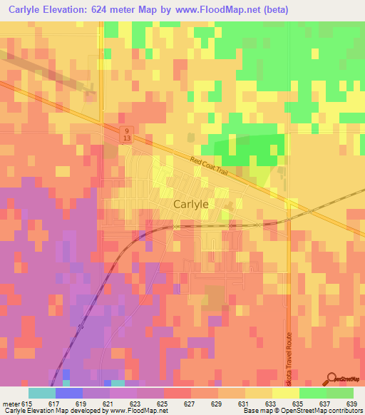 Carlyle,Canada Elevation Map