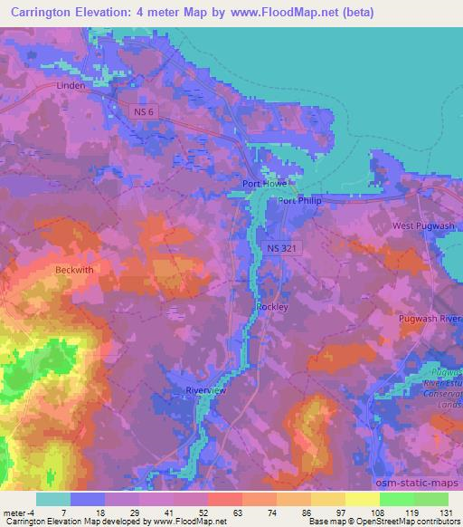 Carrington,Canada Elevation Map