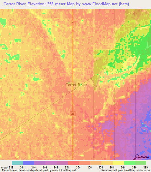 Carrot River,Canada Elevation Map