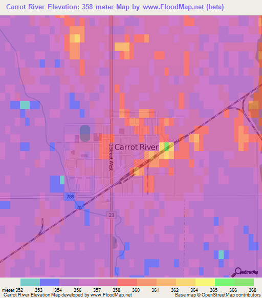 Carrot River,Canada Elevation Map