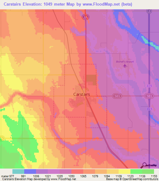 Carstairs,Canada Elevation Map