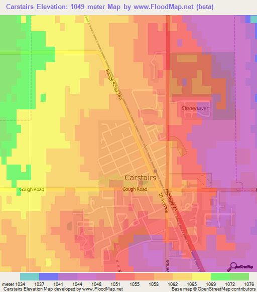 Carstairs,Canada Elevation Map