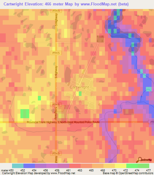 Cartwright,Canada Elevation Map