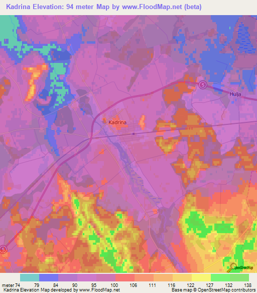 Kadrina,Estonia Elevation Map