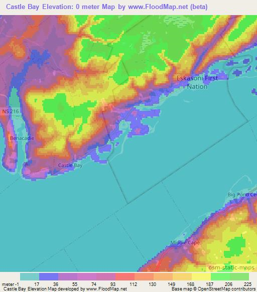 Castle Bay,Canada Elevation Map