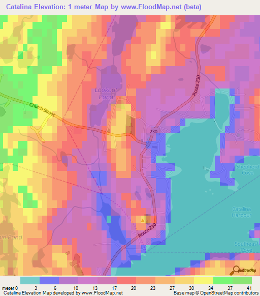 Catalina,Canada Elevation Map