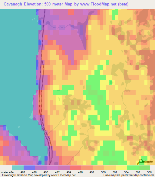 Cavanagh,Canada Elevation Map