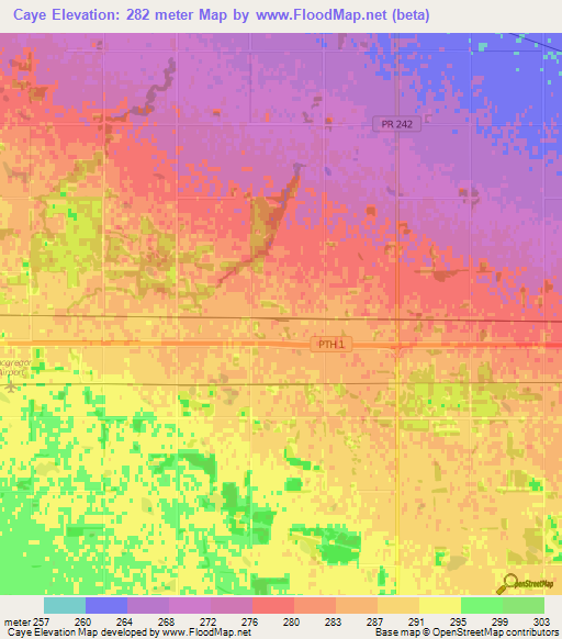 Caye,Canada Elevation Map