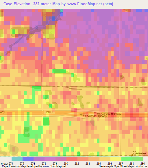 Caye,Canada Elevation Map