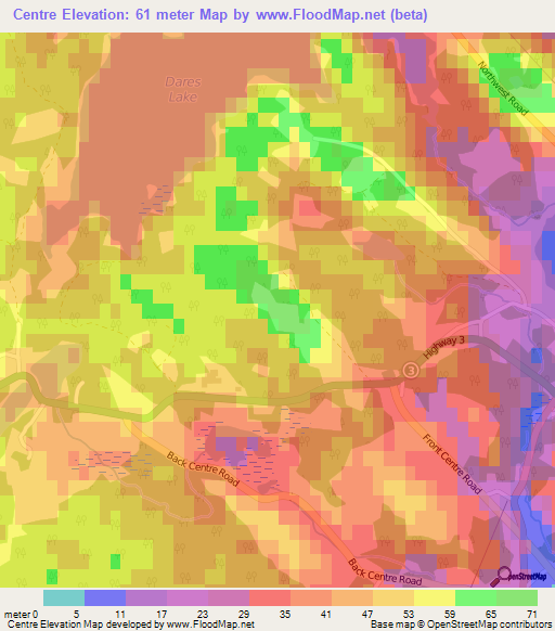 Centre,Canada Elevation Map