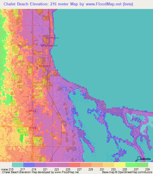 Chalet Beach,Canada Elevation Map