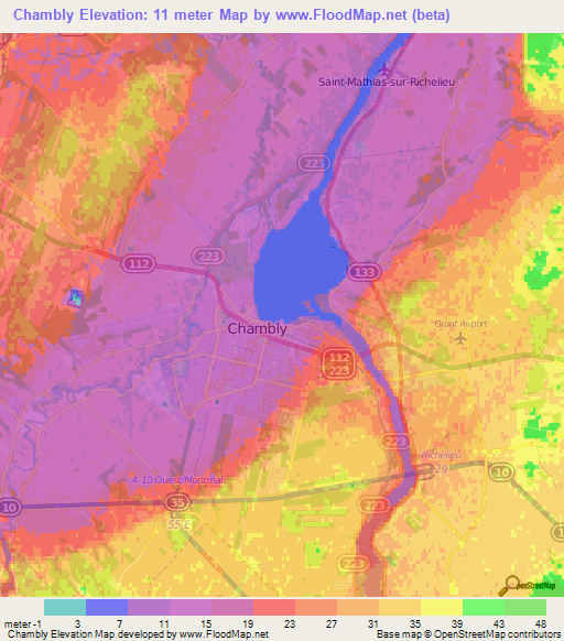 Chambly,Canada Elevation Map