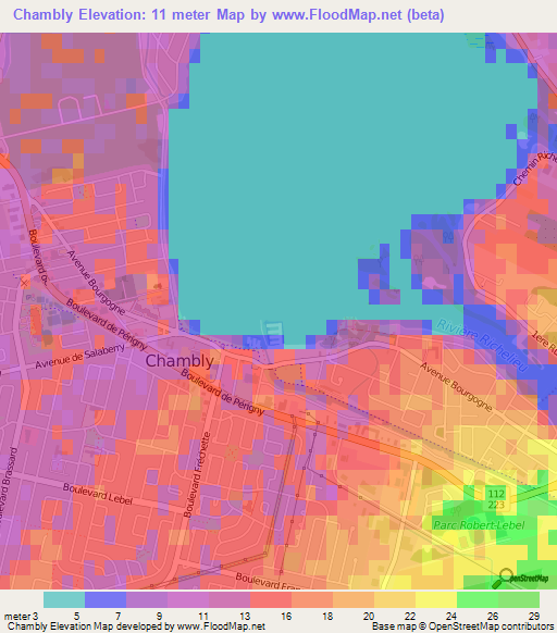 Chambly,Canada Elevation Map